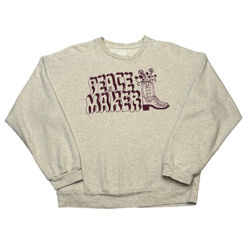 MOTHER The Drop Square Sweatshirt in Peace Maker Women's XS Retro Western